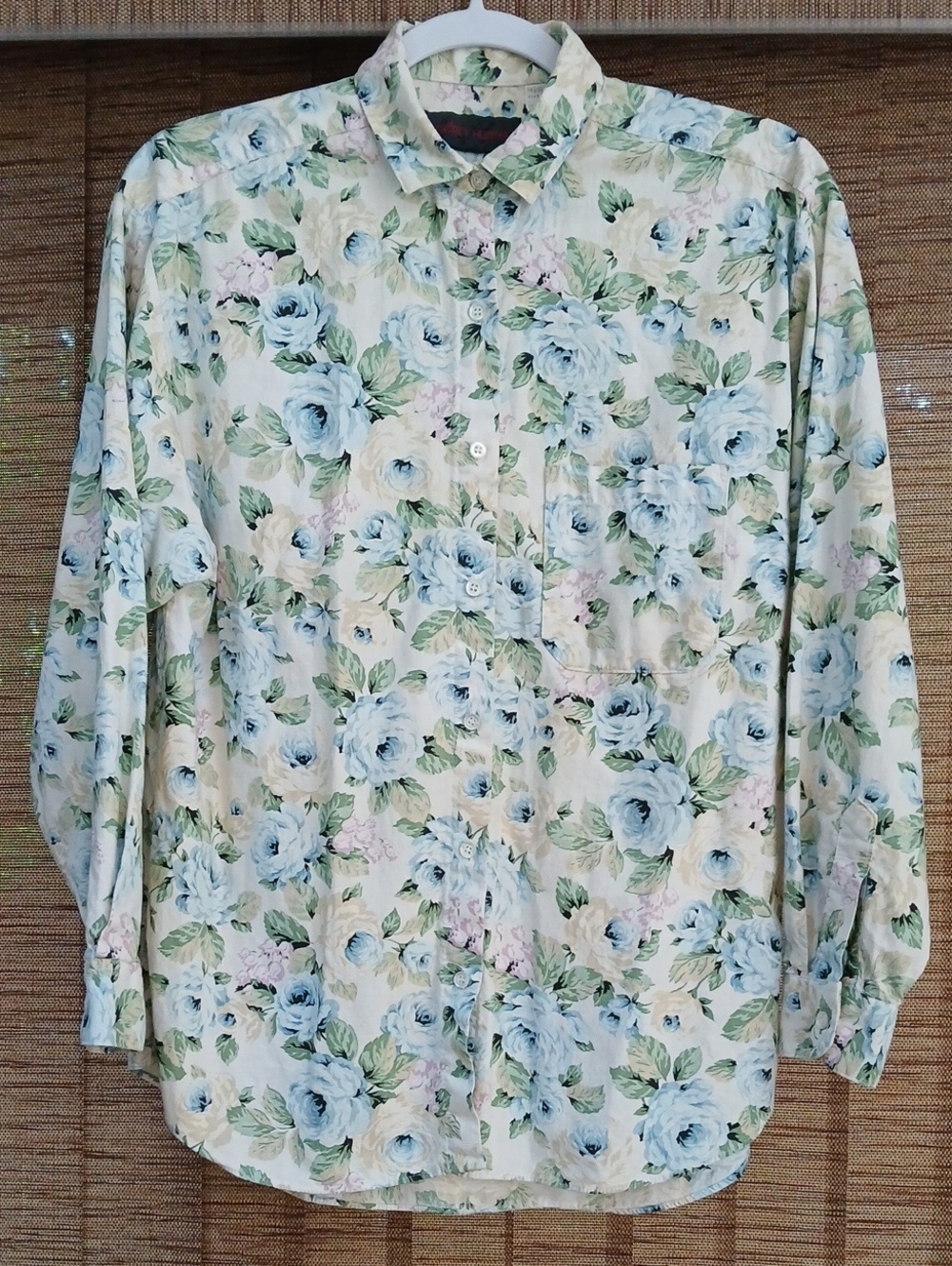 Vintage 90s Geoffrey Hunter Floral Blouse Medium 100% Cotton Cottagecore